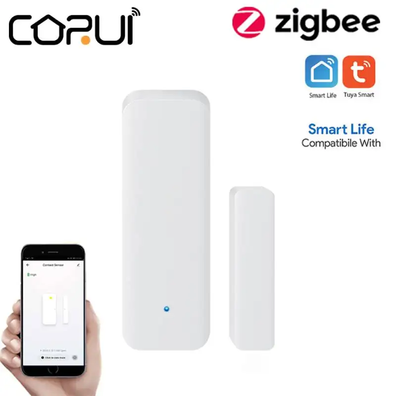 

Магнитный датчик для дверей и окон CoRui Zigbee Tuya, беспроводной детектор для умного дома, магнитный