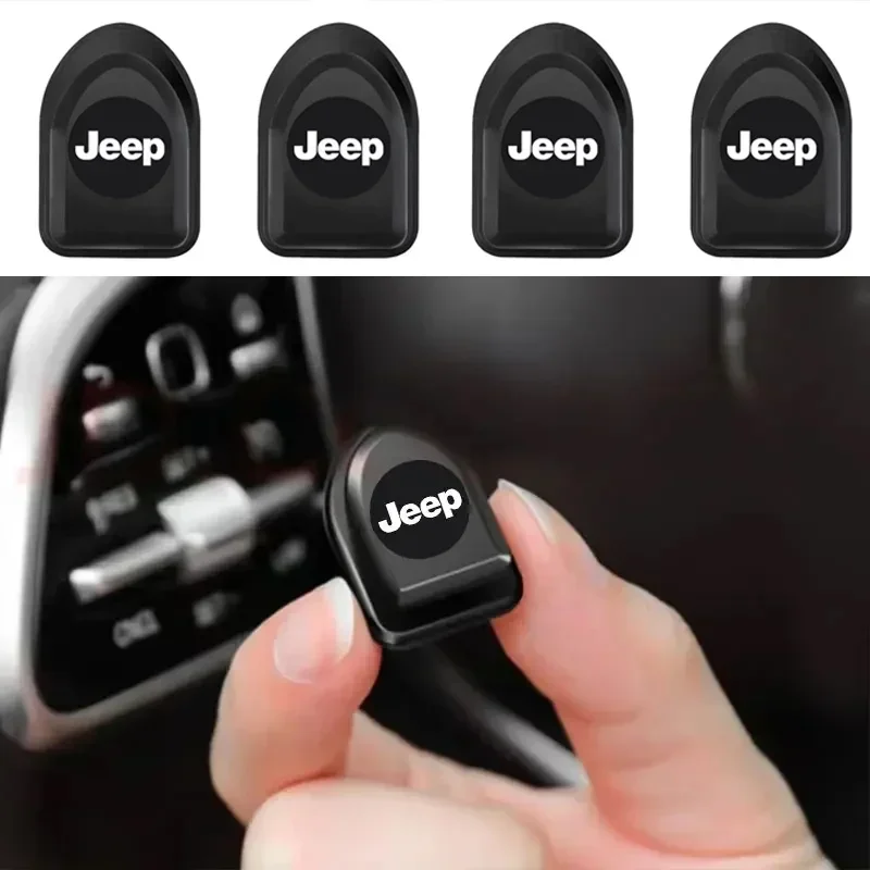 Фото Крючок для логотипа автомобиля Jeep Patriot Cherokee Wrangler Compass Grand Commander Grand Cherokee Renegade, зажим-стикер для кабеля передачи данных телефона №2