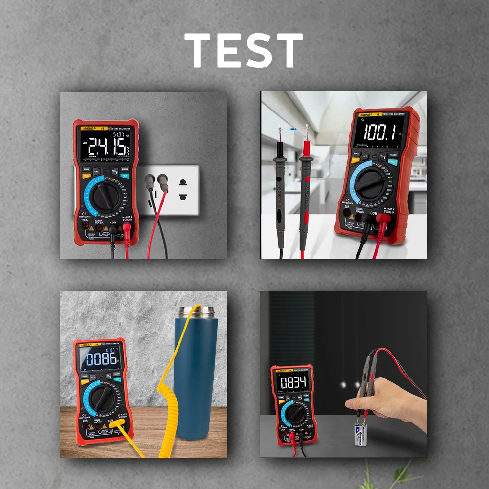 

ANENG V8 Digital Multimeter True RMS Transistor Tester Analog Transistor Profesional 8000 Counts Digital Display Electrical