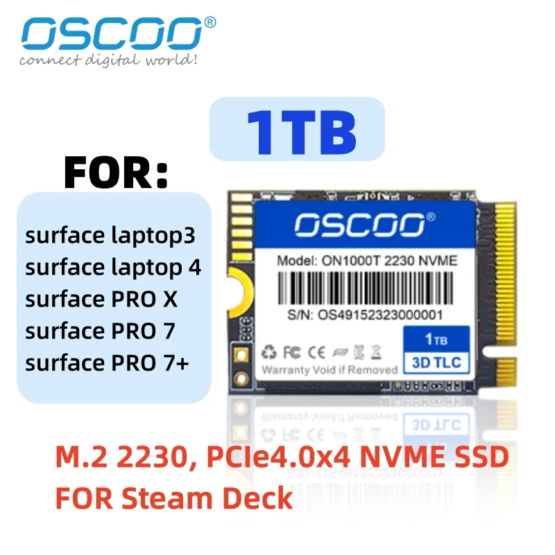 

Твердотельный накопитель OSCOO 2230 1TB SSD M.2 2230 PCIe4.0x4 NVME SSD для Microsoft Surface Pro7 + Steam Deck, заводская цена