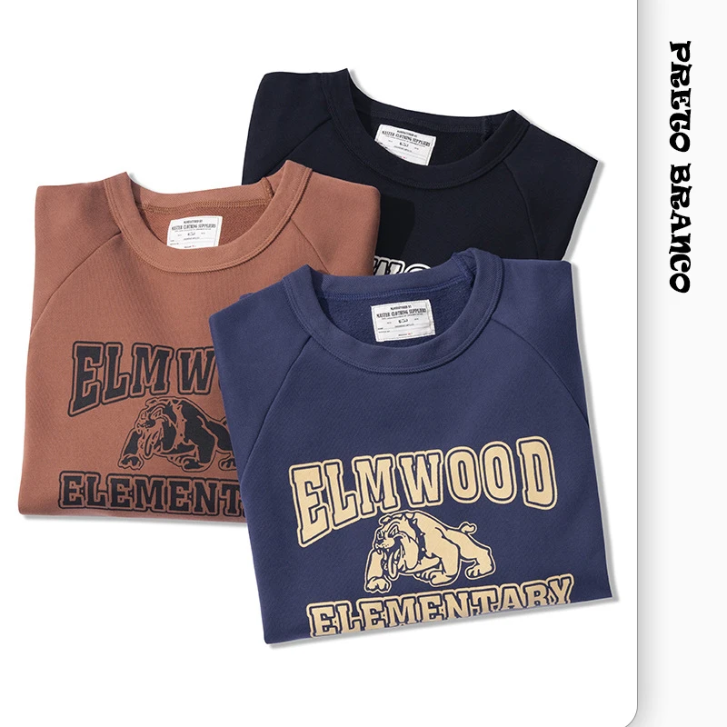 Новинка Осень-зима 2021 тяжелый махровый пуловер с принтом и рукавом реглан