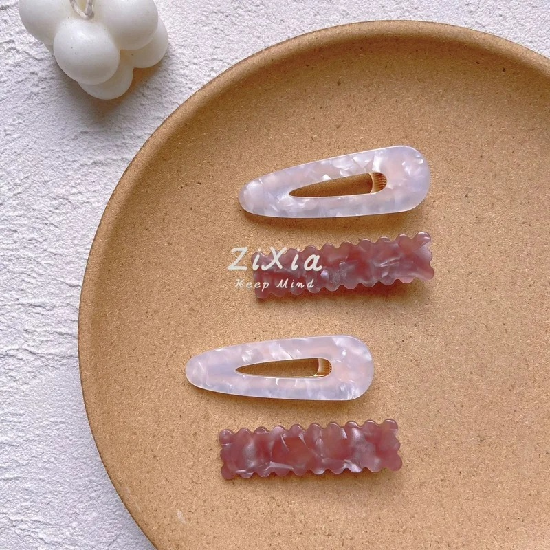 

Новая заколка для волос, Женская акриловая ацетатная боковая заколка, простая челка в форме капли, сломанная заколка для волос, одно слово, з...