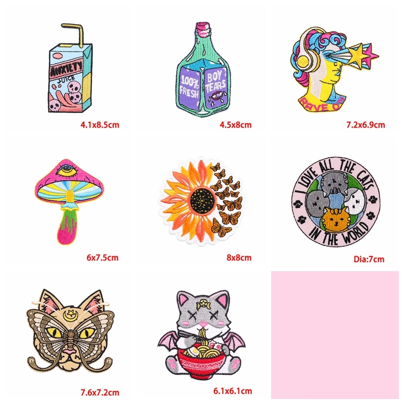 5PCS/lots Cartoon Embroidery Patch Anilam Dinosaur Lion Iron On Patches For Clothing DIY Embroidered Clothes Jackets