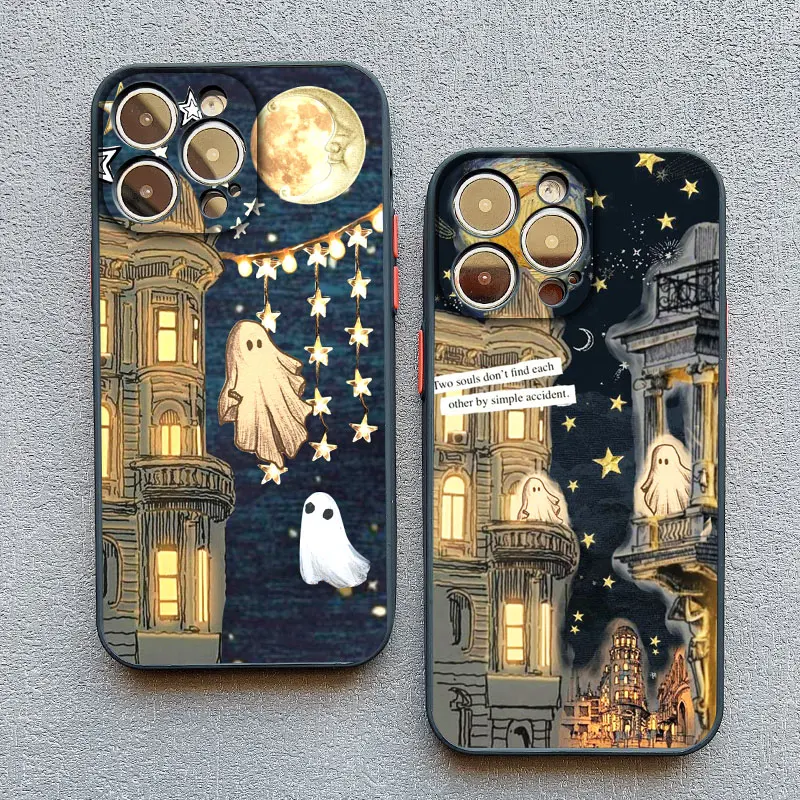 Матовый чехол для телефона iPhone 16 11 13 12 14 15 Pro Max Mini 7 8 Plus X XS XR SE2020 привидение