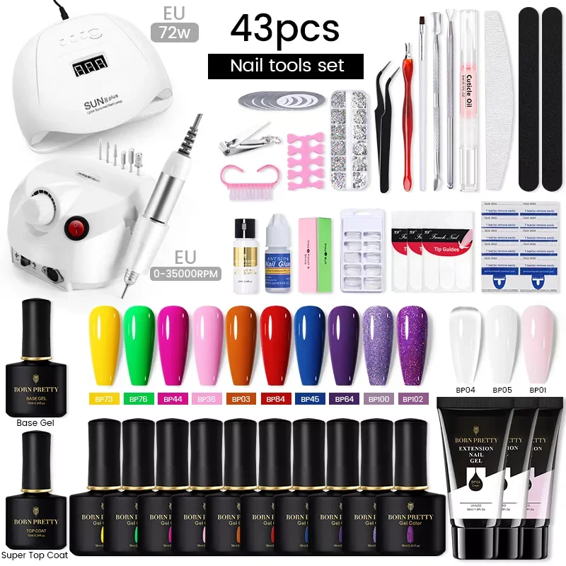 

NEW2022 Gel Nail Polish Set With UV Lamp 36/72W LED Nail Lamp 10ml Gel Nail Polish Set For Beginner with Quick Extesion Gel