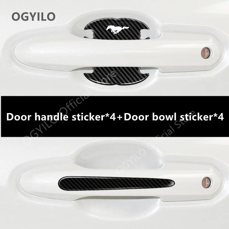Для Ford Mustang авто дверная чаша наклейка из углеродного волокна внешняя