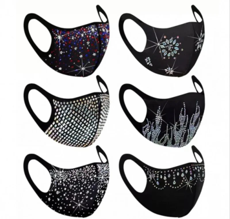 2022 модная маска для лица Стразы женщин эластичные Многоразовые моющиеся