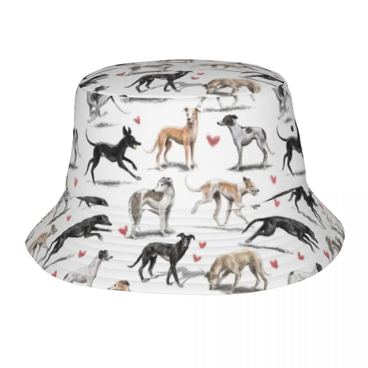 Greyhounds Pattern Bucket Hats Lurcher Whippet Sighthound Dog Summer Beach Sun Lurcher Whippet Sighthound Dog Fisherman Cap