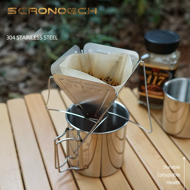 

Coffee Drip Holder Outdoor Stainless Steel Reusable Coffee Filters Dripper Coffee Baskets Camping Picnic Tableware Portable