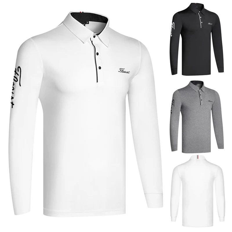 

Футболка мужская для гольфа, спортивная рубашка с длинным рукавом, тянущаяся дышащая, одежда для гольфа, весна-осень