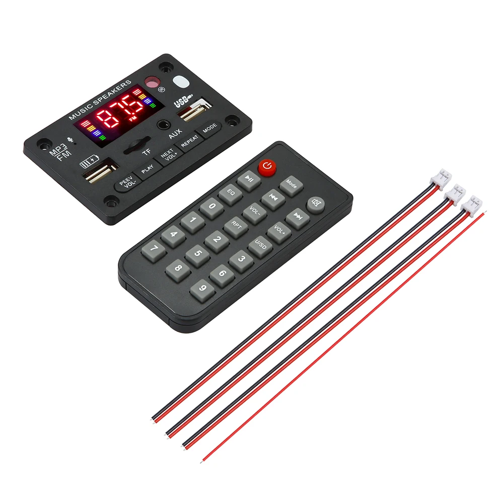 

Dc 7v-24v Bluetooth-compatible 5.0 Decoder Board 2x40w Stereo Fm Radio Module Color Screen Mp3 Player Decoder Board for Car Home