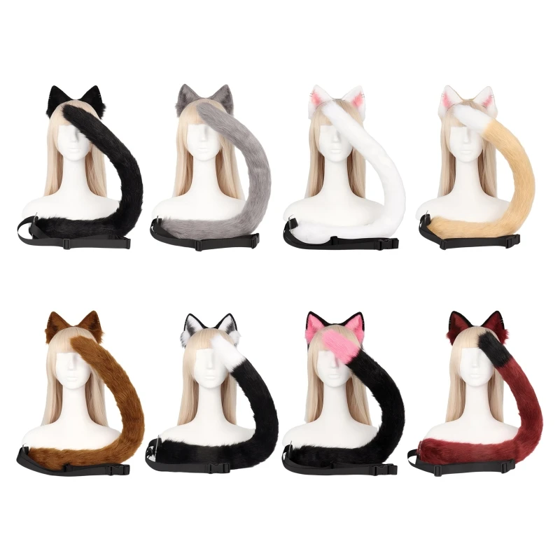 

HXBA комплект из искусственного меха хвоста и ушей с зажимом для костюма на Хэллоуин аксессуары Рождественские Игрушки Подарки