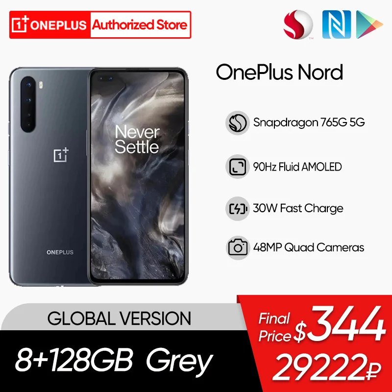 oneplus nord 5g global version smartphone 6 44 inch 90hz amoled snapdragon 765g octa core 48mp quad warp 30t 4100mah free global shipping