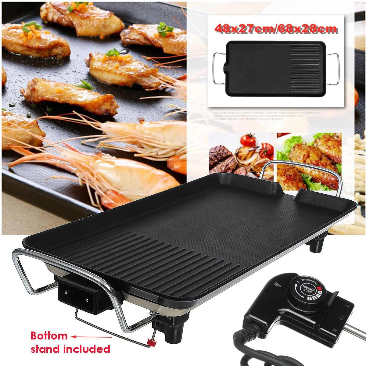 

110V Electric BBQ Grill Pan Smokeless Non-Stick Barbecue Machine Grilled Meat Baking Hotplate Teppanyaki Household Outdoor