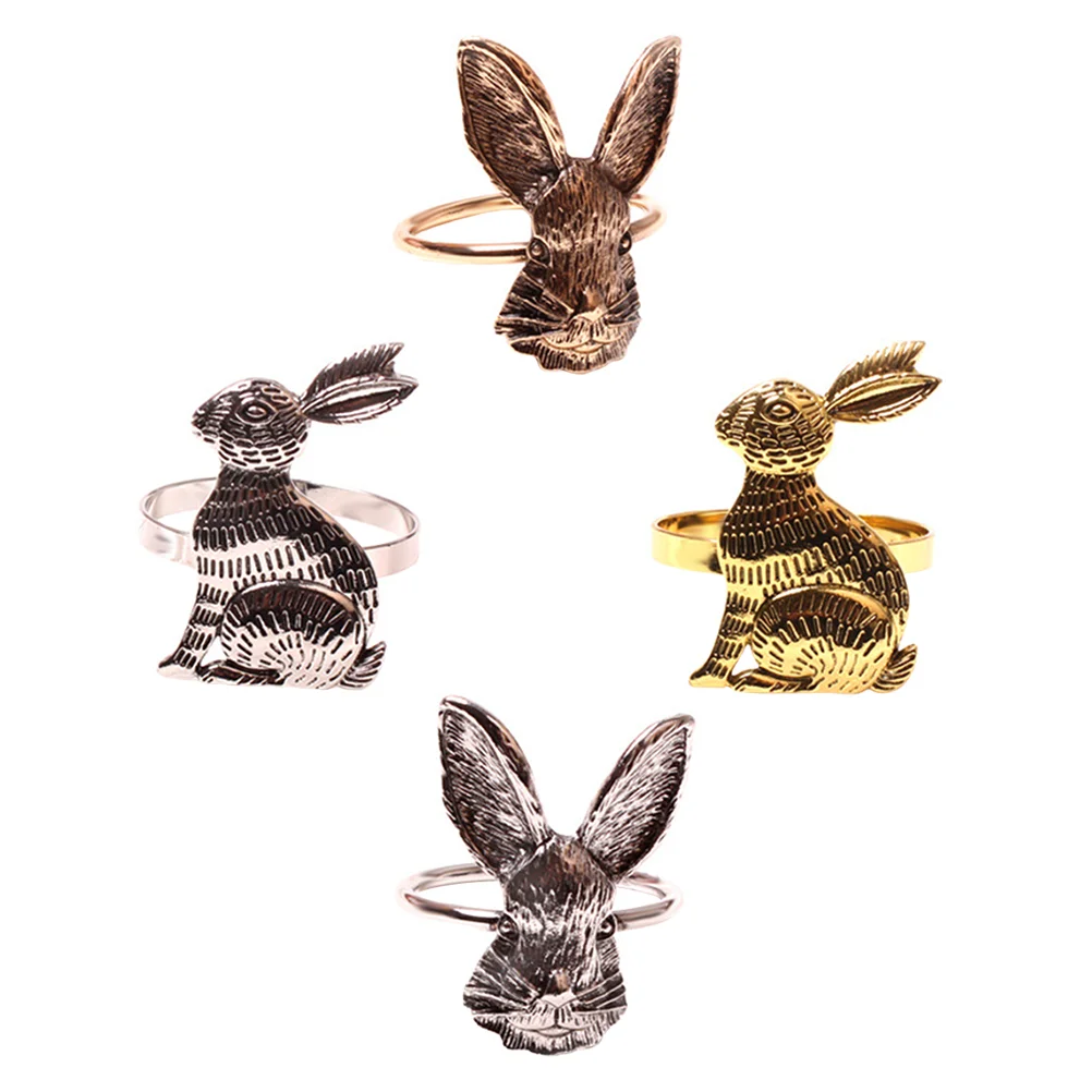 

4Pcs Easter Rabbit Napkin Rings Easter Napkin Decors Napkin Buckles Decors