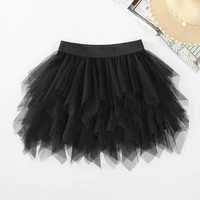 2022 fashion fairy skirt goth lolita cake mini female vintage chiffon skirt jupe femm black white gothic long irregular skirt