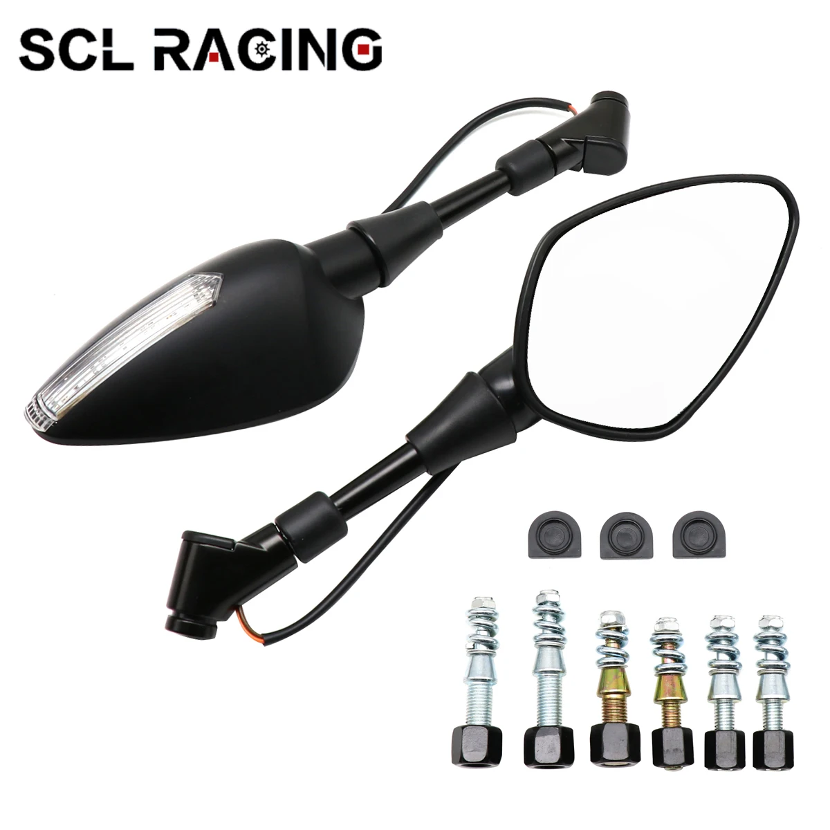 

Боковое зеркало для мотоцикла SCL Racing, зеркало заднего вида со светодиодной подсветкой, указателем поворота, для Suzuki, Honda