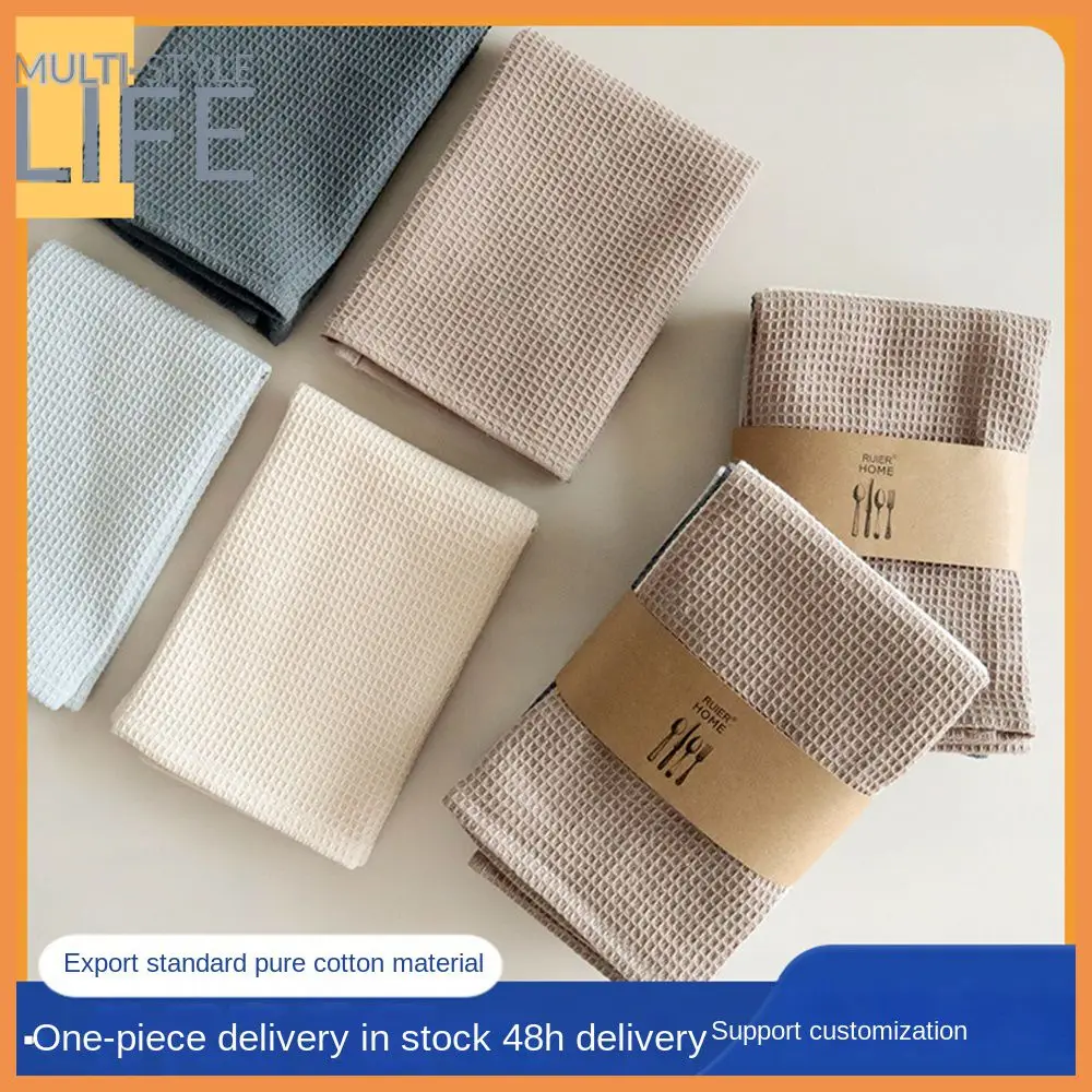 

Pure Cotton Dishwashing Towel Thickened Scrubbing Cloth Plain Color Waffles Absorbent Square Towel Scrubbing Kitchen Rag