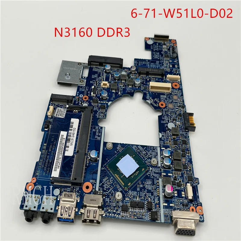 

6-71-W51L0-D02 6-77-W510LU0A-N02-14J для Clevo W510LU материнская плата для ноутбука SR2KP N3160 DDR3 100% ТЕСТ ОК