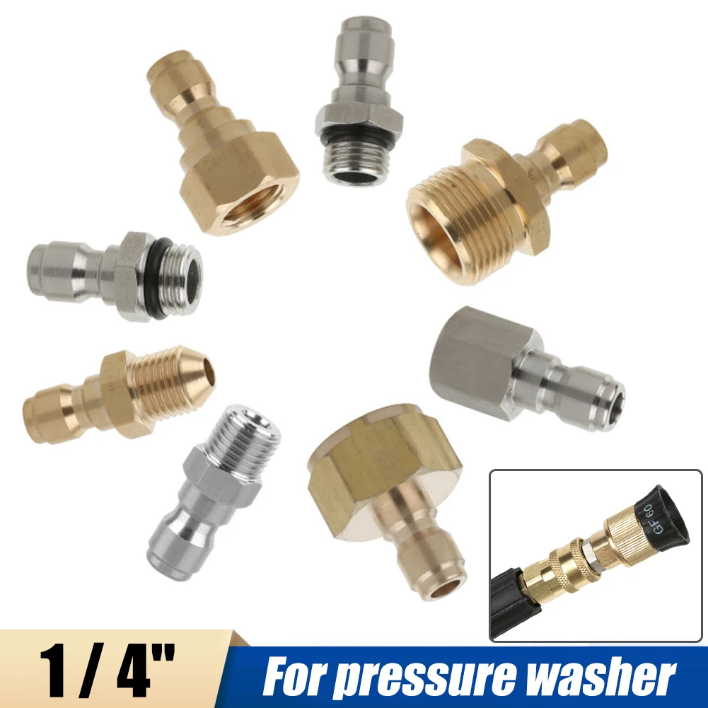 

Pressure Washer Adapter Brass Connector Kit 1/4 Quick Disconnect M14 M22 Male Female Coupler for Car Washing Garden Hose Tools