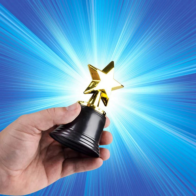 16 шт. детские пластиковые трофеи с золотой звездой трофей золотого цвета для