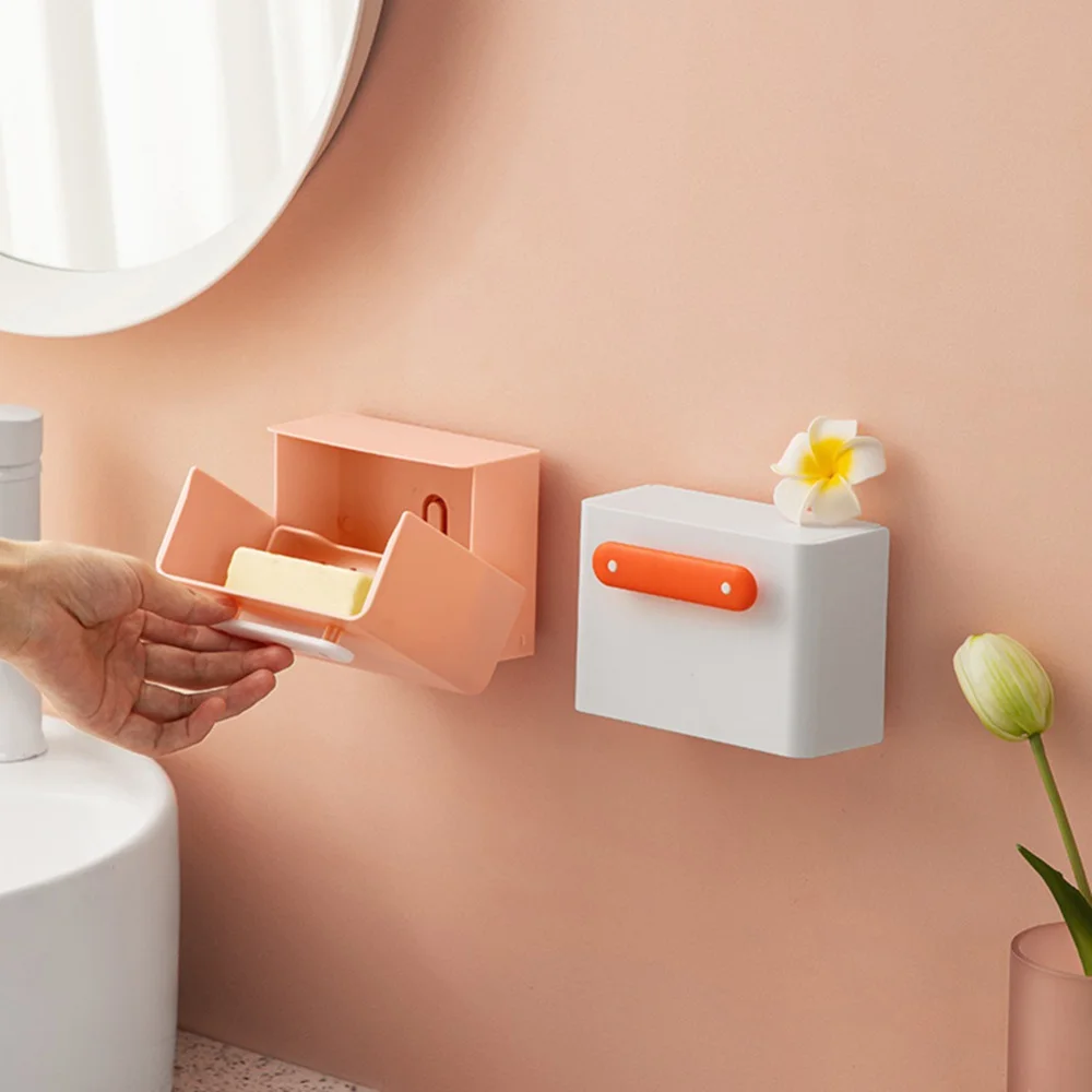 

Bathroom Soap Holder Kitchen Dish Storage Box Soap Storage Case Container Creative Wall Mounted Soap Box