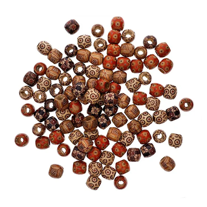 

50Pcs 9x10/11x12/16x17mm Natural Painted Wood Round Big Hole Wooden Bead For Jewelry Bracelet Necklace DIY Craft Accessories
