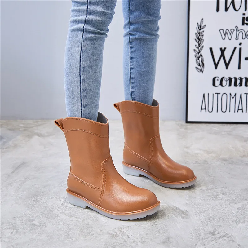 

New fashion ladies rain boots simple and versatile mid-barrel non-slip rain boots rubber shoes water shoes water boots
