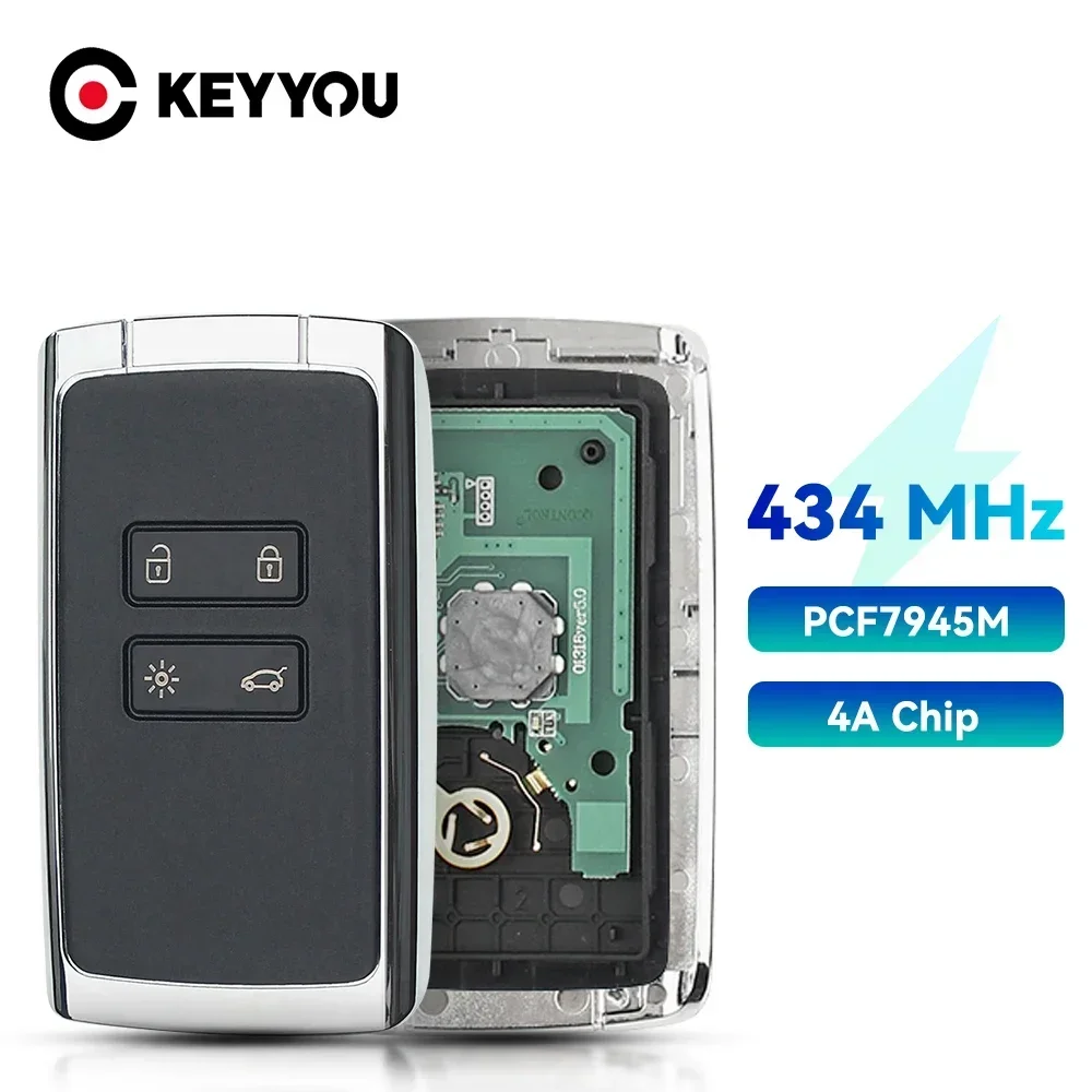 KEYYOU 434 МГц Удаленный Автомобильный Ключ Для Renault Megane 4 Talisman Kadjar Espace 5 Hitag AES 4A PCF7945M С