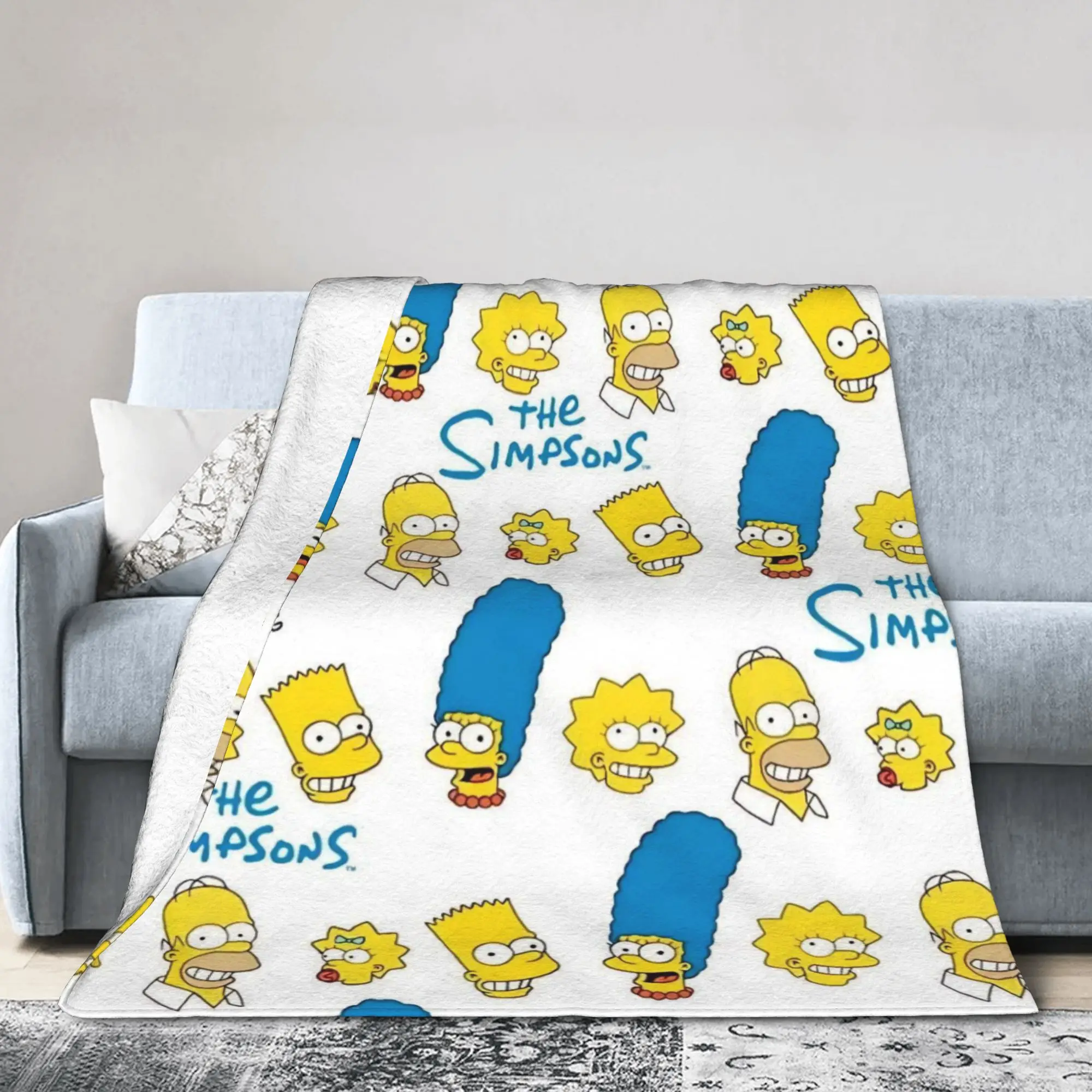 Фото Одеяло S-Simpsons, фланелевое текстильное декоративное многофункциональное ультрамягкое одеяло для постельного белья, дорожный коврик №1