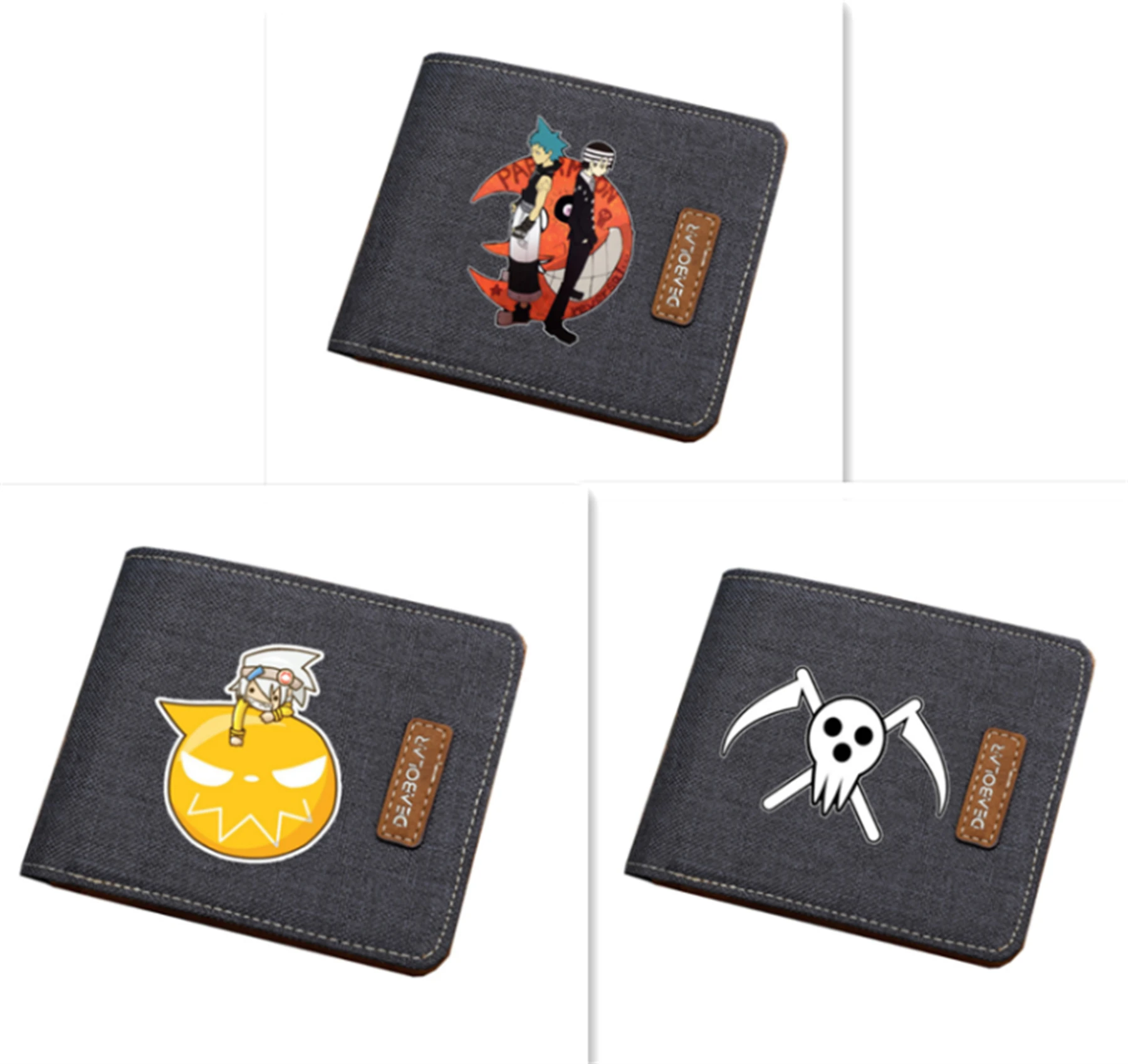 Холщовый кошелек с логотипом аниме Soul Eater для кредитных карт мальчиков и девочек