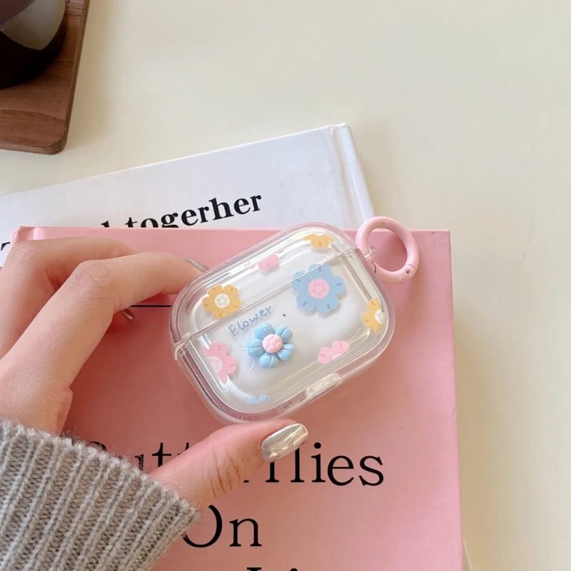 

Simple Colorful Flower Cover Suitable for airpods 2/3 Case Wireless Bluetooth AirPods Pro earbud Box Silicone cover Cushion pad