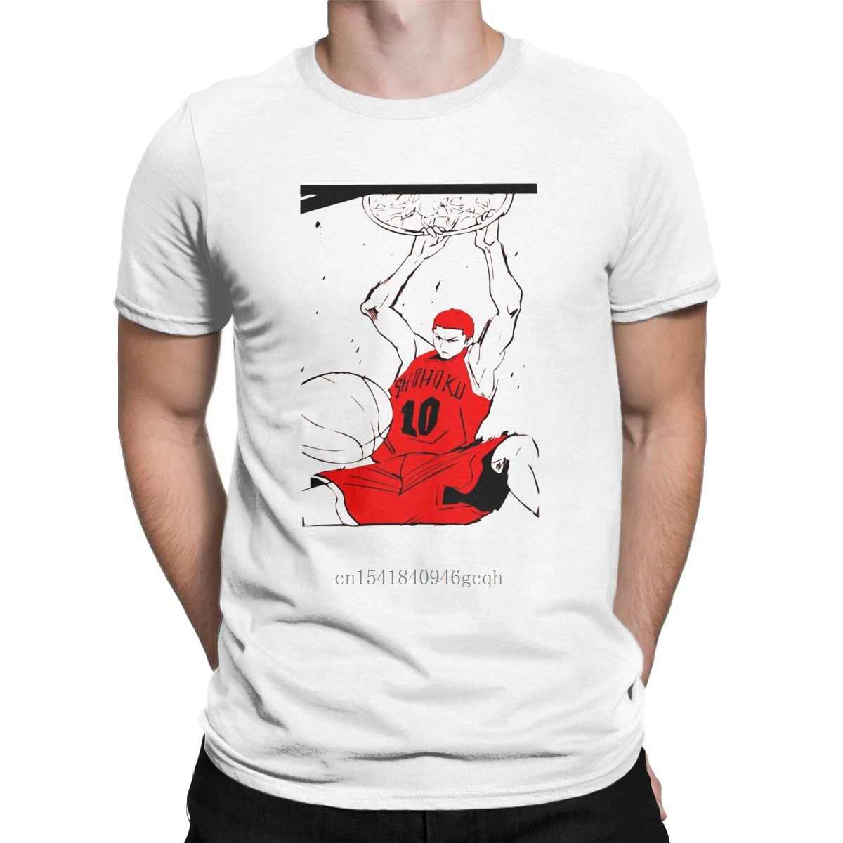

Hanamichi Sakuragi Slam Dunk Men's T Shirt Anime Manga Japan Funny Tees Short Sleeve T-Shirt Pure Cotton Gift Idea Clothing