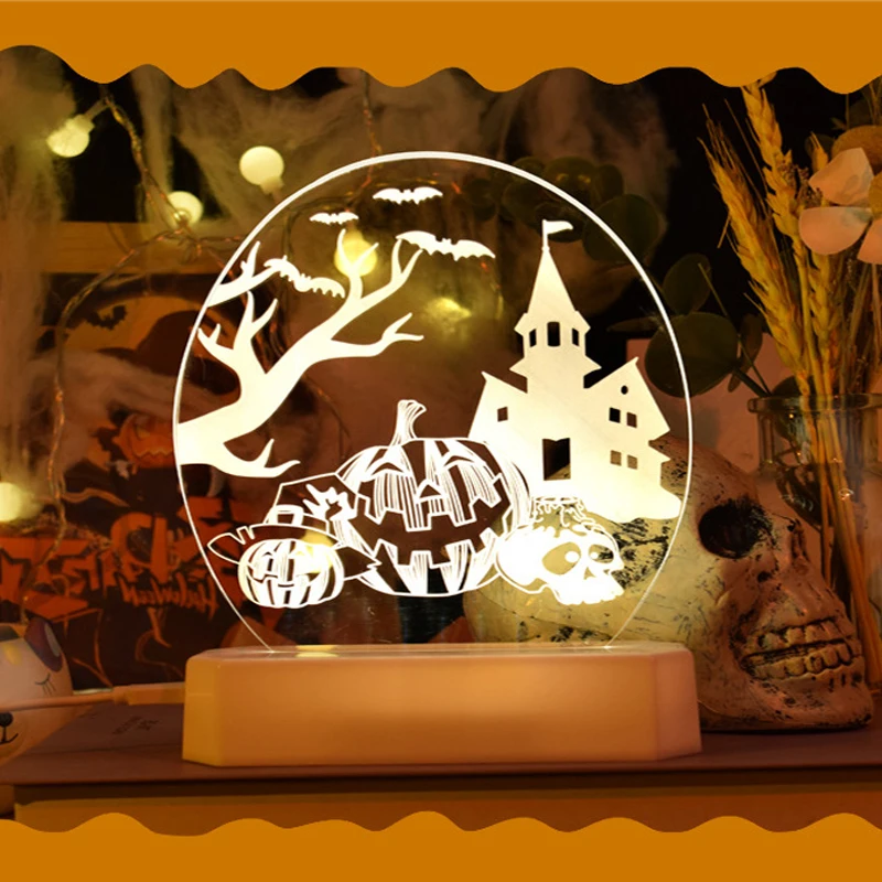 

Halloween LED Light Horror Pumpkin Skull Ghost Spider Desktop Ornaments Night Light Halloween Party Decoration Home Supplies