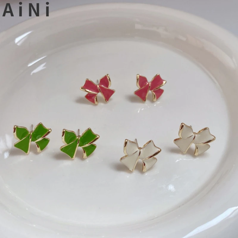 

Sweet Korean Temperament 925 Silver needle Butterfly Earrings Hot Sale Gold Color Blue Red Wthie Stud Earrings For Women Gifts