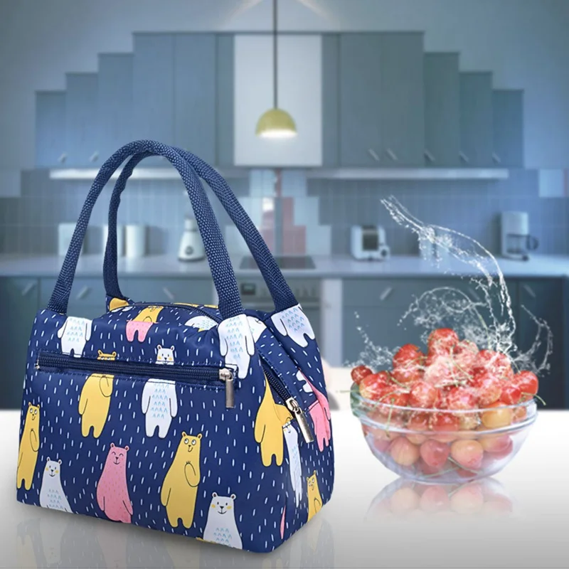 

Animal Print Waterproof Nylon Portable Zipper Lunch Bag Women Student Lunch Box Thermo Bag Office School Picnic Cooler Bag Bolso