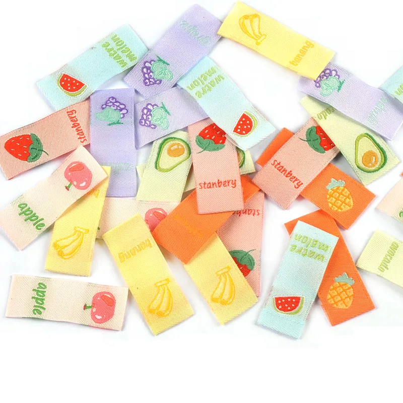 50 шт. прямоугольные этикетки с фруктами 40 х15 мм