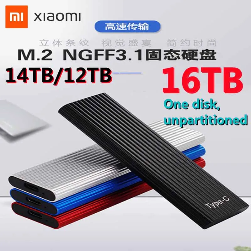 

Hot High Speed 100% Original New SSD External Hard Drive SSD 16TB 12TB 14TB TYPE-C Mobile Solid State Drives for Laptops