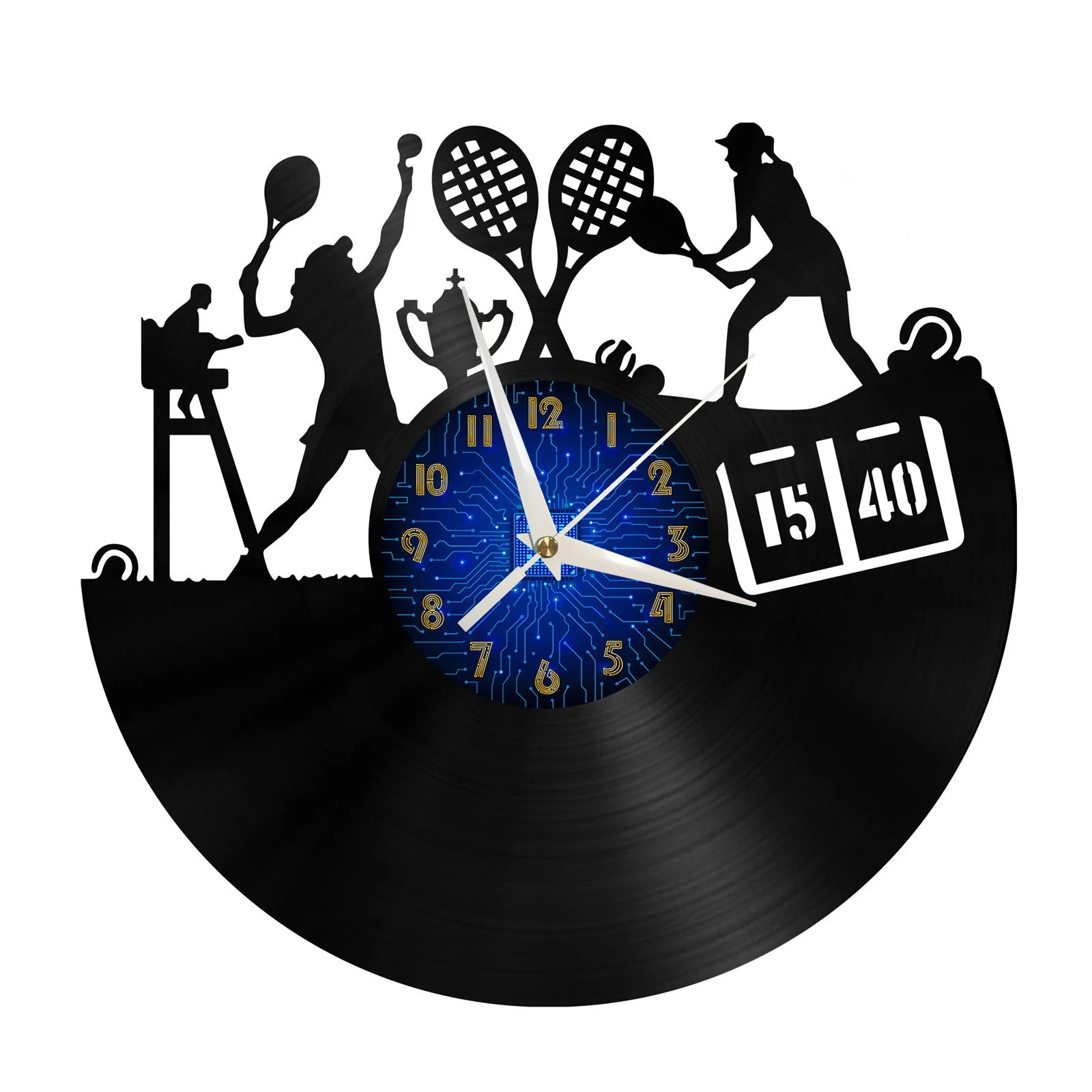 

Play tennis Vinyl Record Wall Clock for Kitchen Wall Decor Wall Art