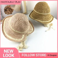 summer childrens straw hat rear split lace sun hat princess lace lace fisherman panama beach travel sun protection casquette