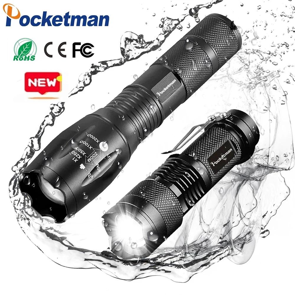 

Светодиодсветодиодный фонарики набор фонарей T6 + Q5, портативный масштабируемый ффонарь, фонафонарь для кемпинга, тактический фонарик