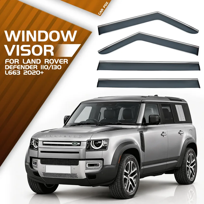 Фото Дефлекторы окон, защита от дождя и ветра для Land Rover Defender 90 L663 SUV, боковые вентиляционные шторки, аксессуары для экстерьера автомобиля. №5