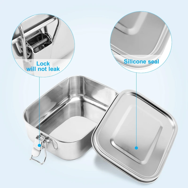 Контейнер для обеда из нержавеющей стали с зажимами замков и герметичным