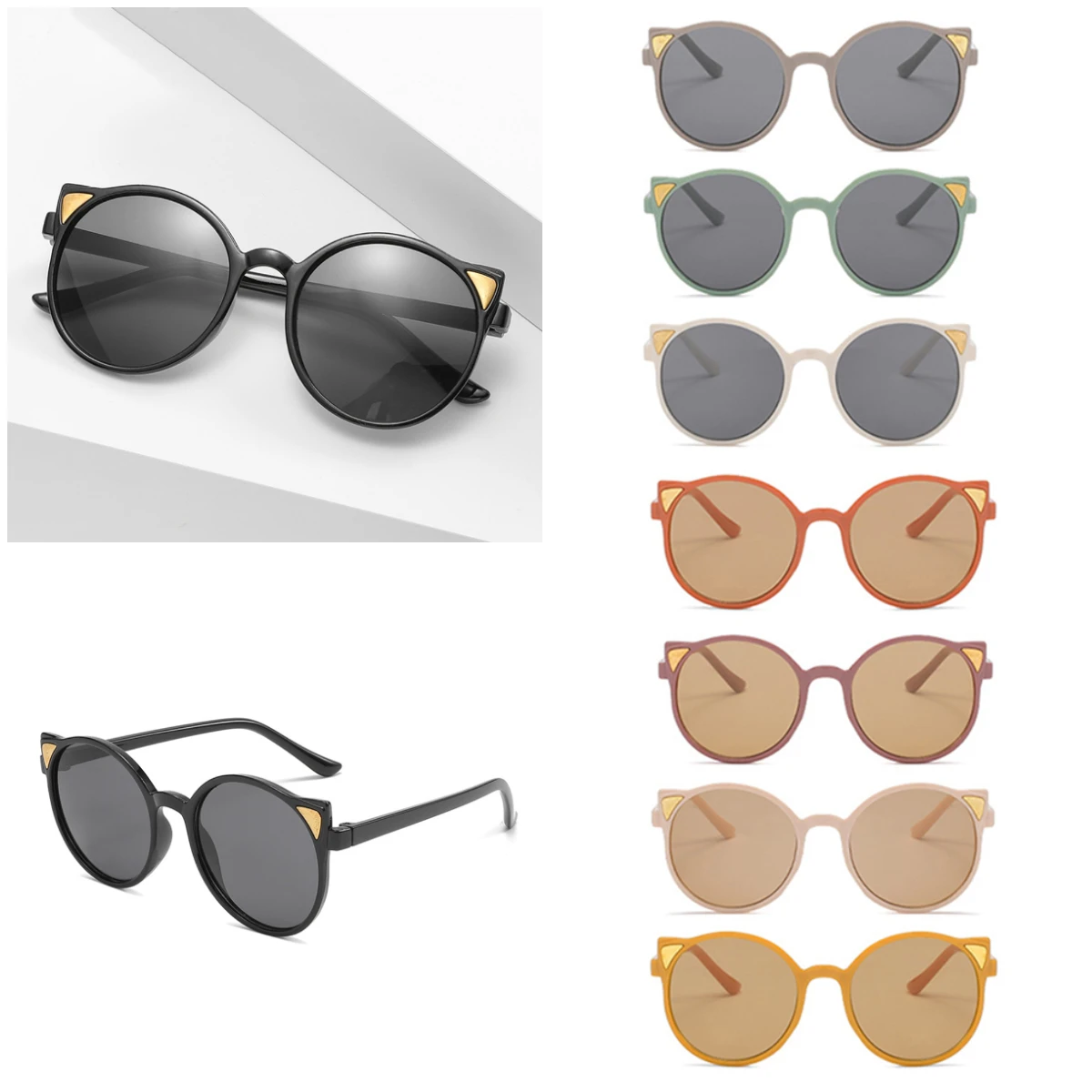 

1Pc Cute Cat Ear Round Frame Children Sunglasses Outdoor Girl Boy Sunglasses Classic Kids Sunglasses UV400 Outdoor Sunglasses
