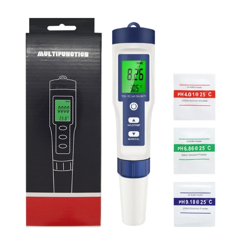 

Digital Water-Quality-Tester 5 in 1 Multifunction Water Quantity Monitors PH/EC