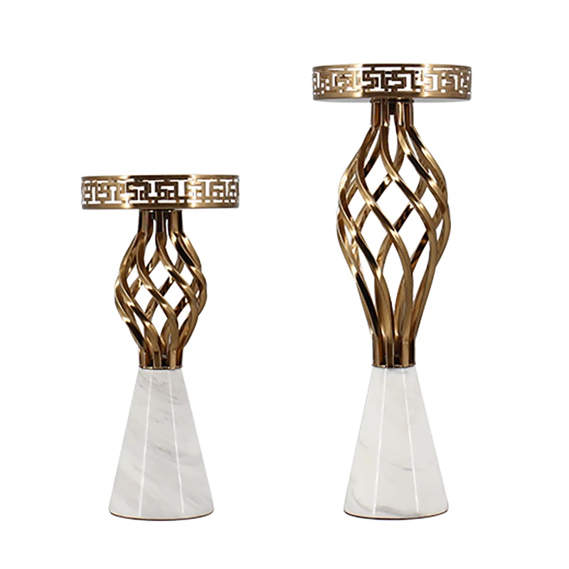

Luxury Metal Marble Candlesticks Decoration Nordic Modern Candle Holders Decor Table Centerpiece Creative Wedding Decoration