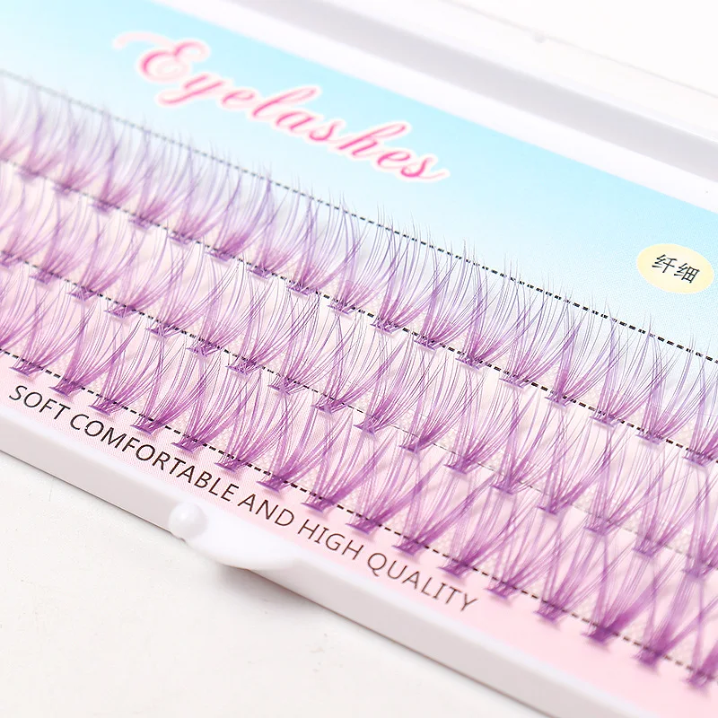 3 row 20D purple Thick Individual eyelashes grafting lashes extension Single flower clusters Short root makeup wholesale