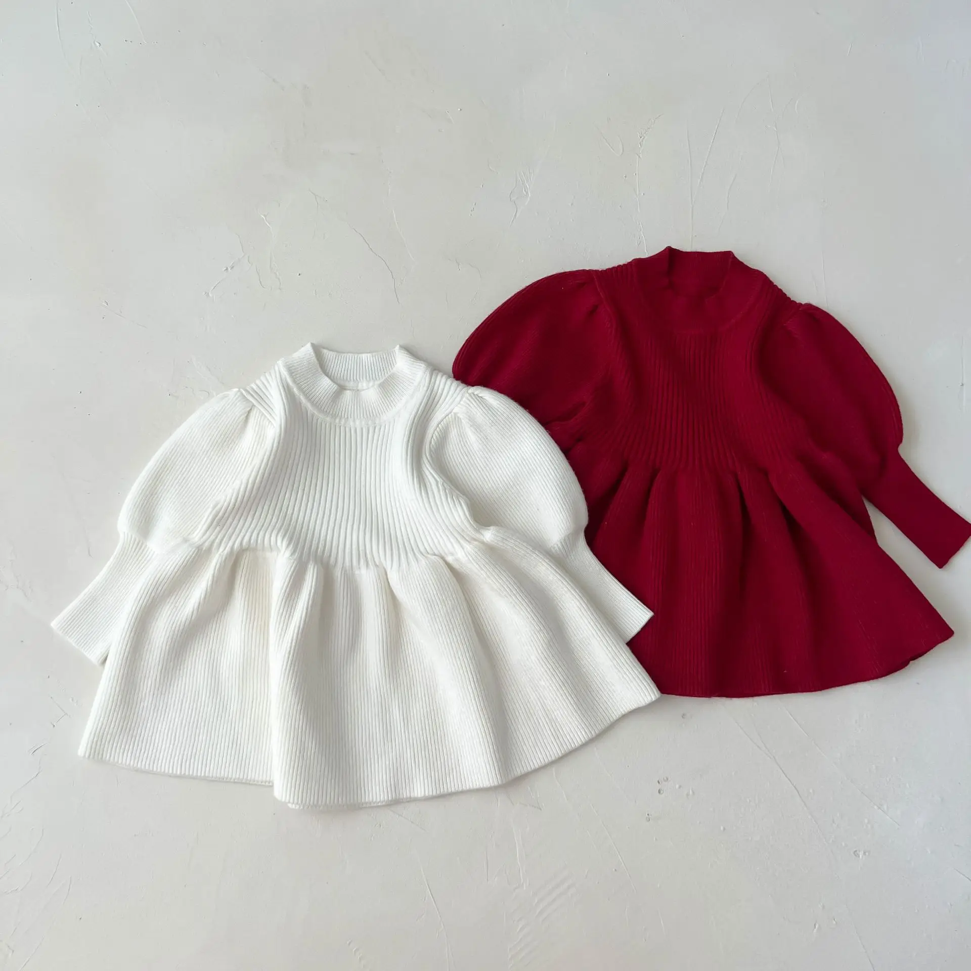 

2022 Fall Girls Knitted Dress Western Princess Knitted Sweater Skirt Baby Baby Long Sleeve Skirt
