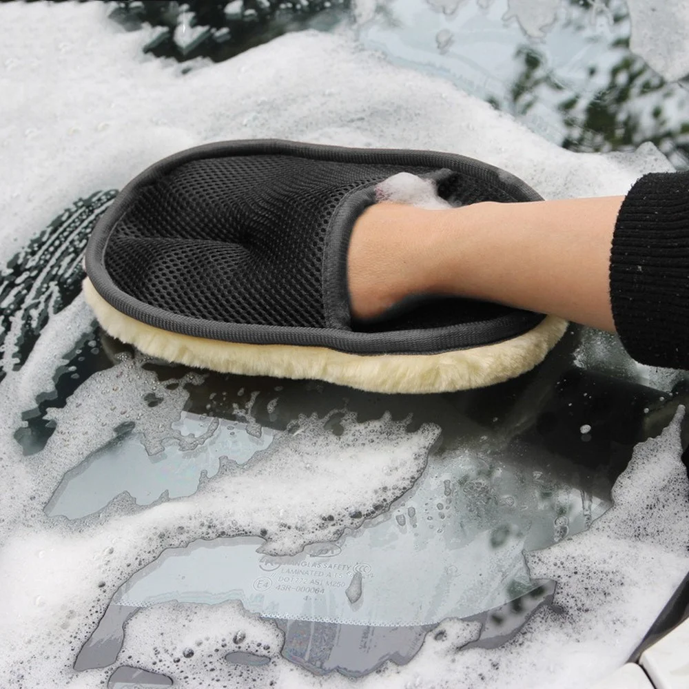 

Car Wash Wool Gloves Thickened Fleece-Lined Wool Plush Car Cleaning Gloves Car Velvet Beauty Car Wash Maintenance Glove Supplies