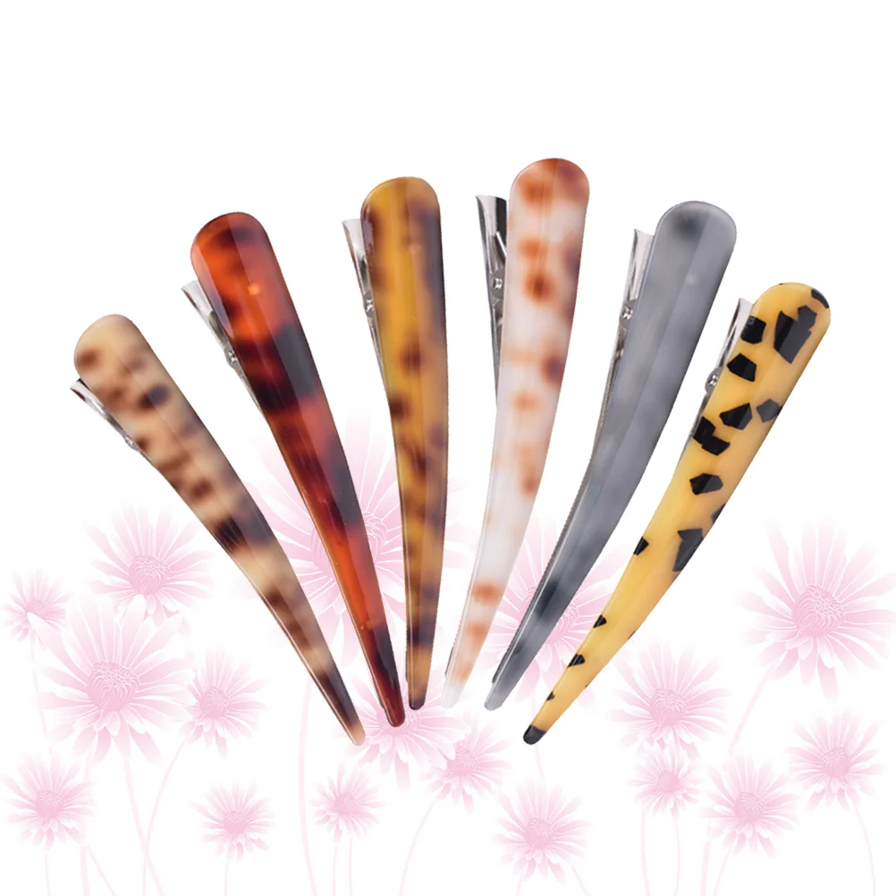 6 Pcs Tortoise Shell Hair Barrettes Tiara Girls Hair Clips Styling Alligator Hair Clips Barber Clips French Hair Clips